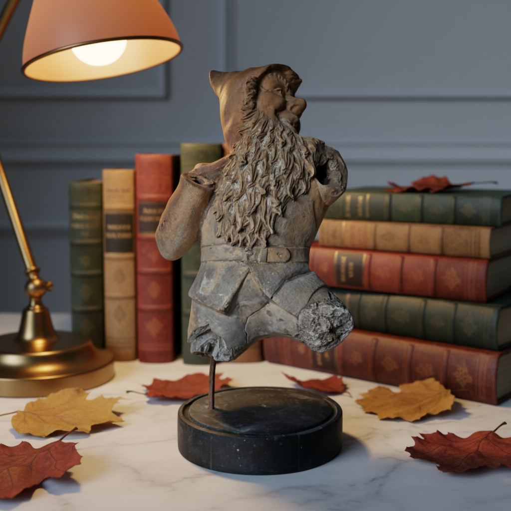 19th-Century German Antique Terracotta Garden Gnome, circa 1840