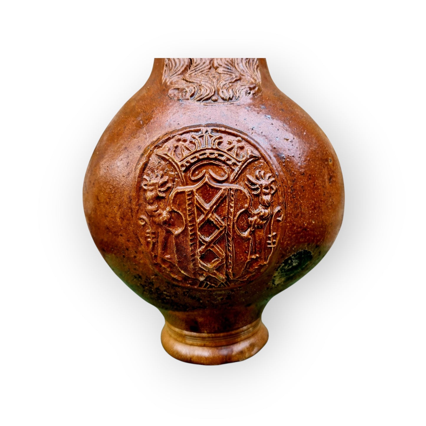 17th-Century German Antique Stoneware Bellarmine Jug or Bartmannkrug, circa 1620-1675, Bearing the Arms of Amsterdam