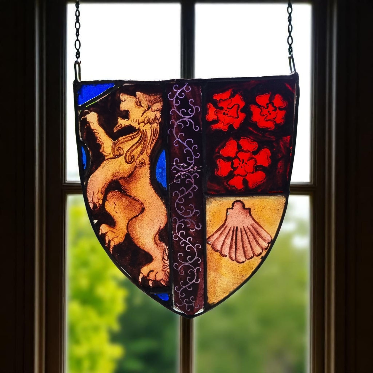 16th-Century Antique Stained Glass Panel In The Form Of An Armorial Shield 1 Of 2