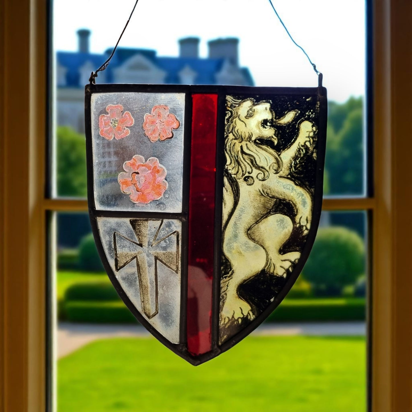 16th-Century Antique Stained Glass Panel In The Form Of An Armorial Shield 2 Of 2