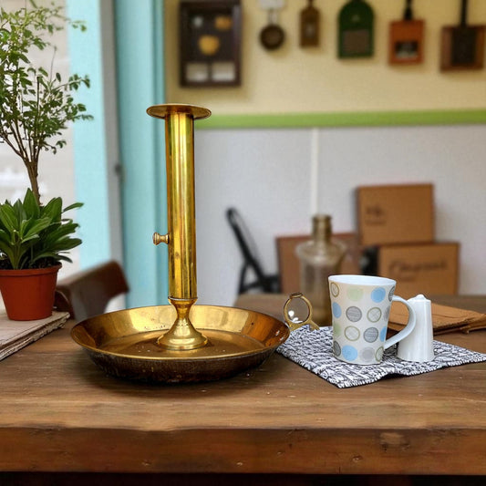 The Largest 19th-Century English Antique Brass Chamberstick We Have Ever Seen, Standing 33 cm (13") Tall! Most Probably Made As A Shop Window Trade Sample / Advertising Sample