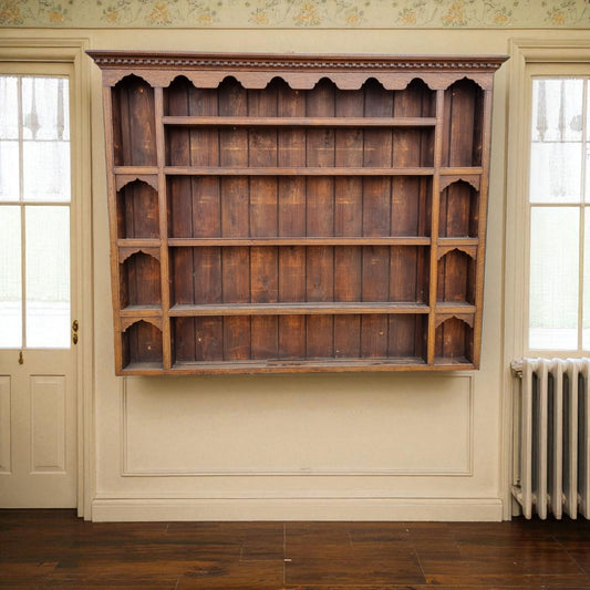 A Generously Proportioned 18th-Century & Later English Antique Oak Delft Rack / Plate Rack