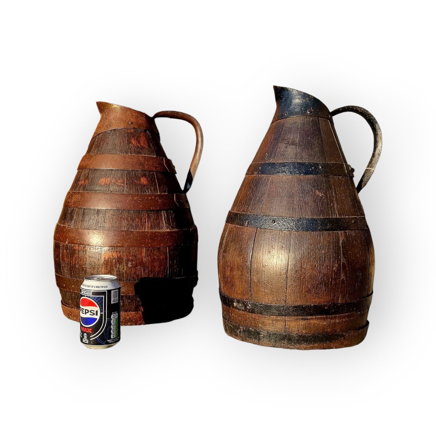 Large, Rustic, Late 18th-Century Antique Coopered Oak Jug Standing 18 1/2"(47 cm) Tall - 2 Of 2