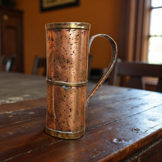 19th-Century Antique Copper & Brass Riveted Jug / Pitcher