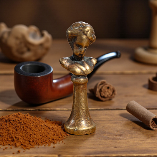 An Early 19th-Century English Antique Brass Pipe Tamper In The Form Of A Classical Bust