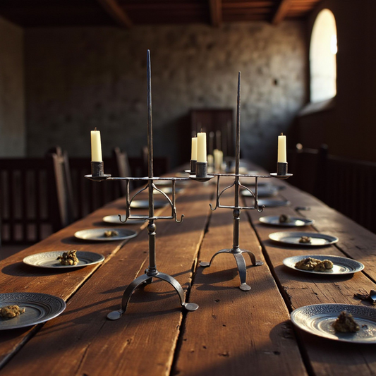 Pair of Early 19th Century Vernacular Antique Wrought Iron Rise-and-Fall Candelabras