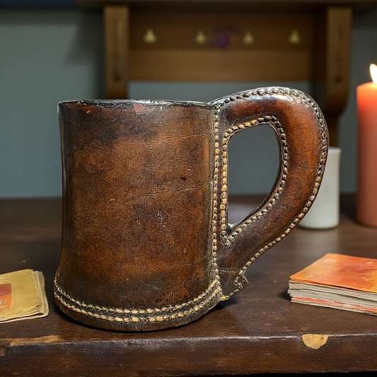 Late 18th-Century English Antique Leather Blackjack Tankard