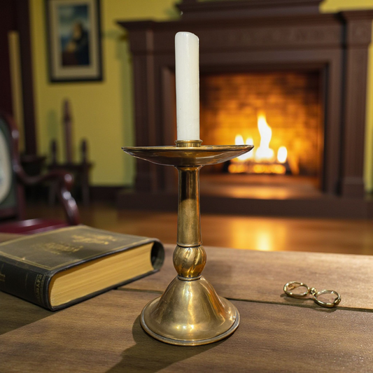 Large 19th-Century Antique Brass Candlestick