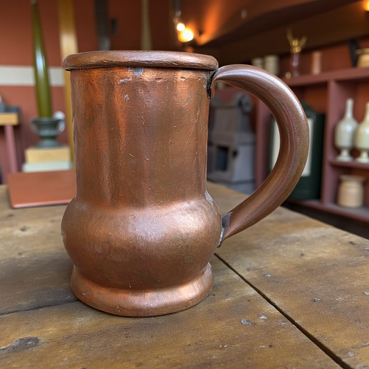 Late 18th-Century Antique Copper Tankard / One Pint Measure