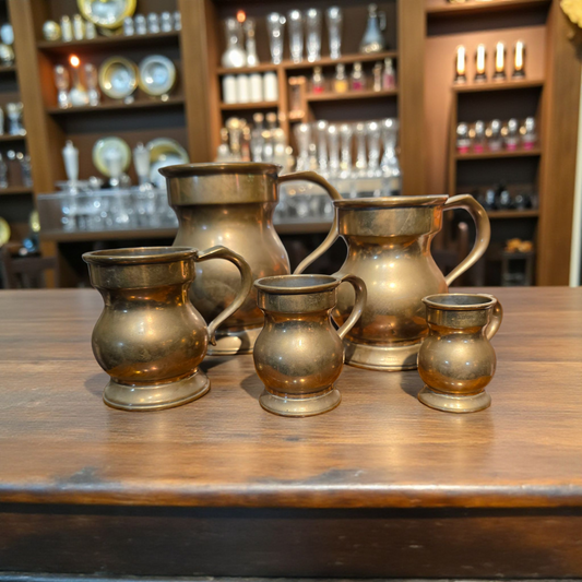 19th Century Victorian Antique Brass Measures – Rare Set of Five English Imperial Sizes