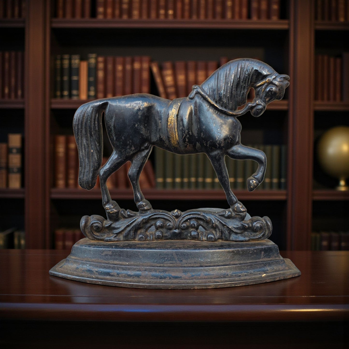 Large 19th Century English Antique Cast Iron Horse - Equestrian Overmantel Decoration