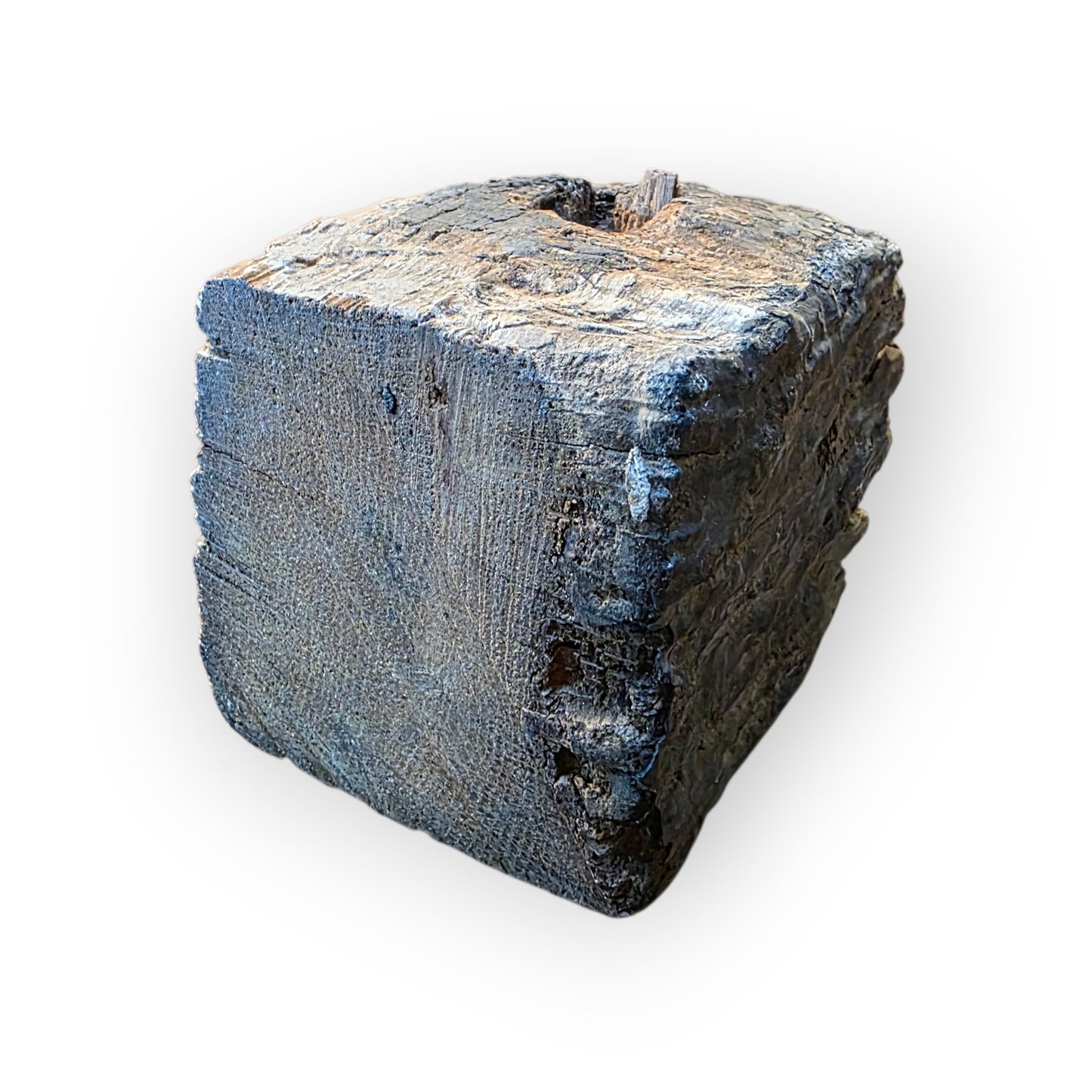 19thC Rustic / Primitive Antique Iron Candleholder on a Gnarled Driftwood Base