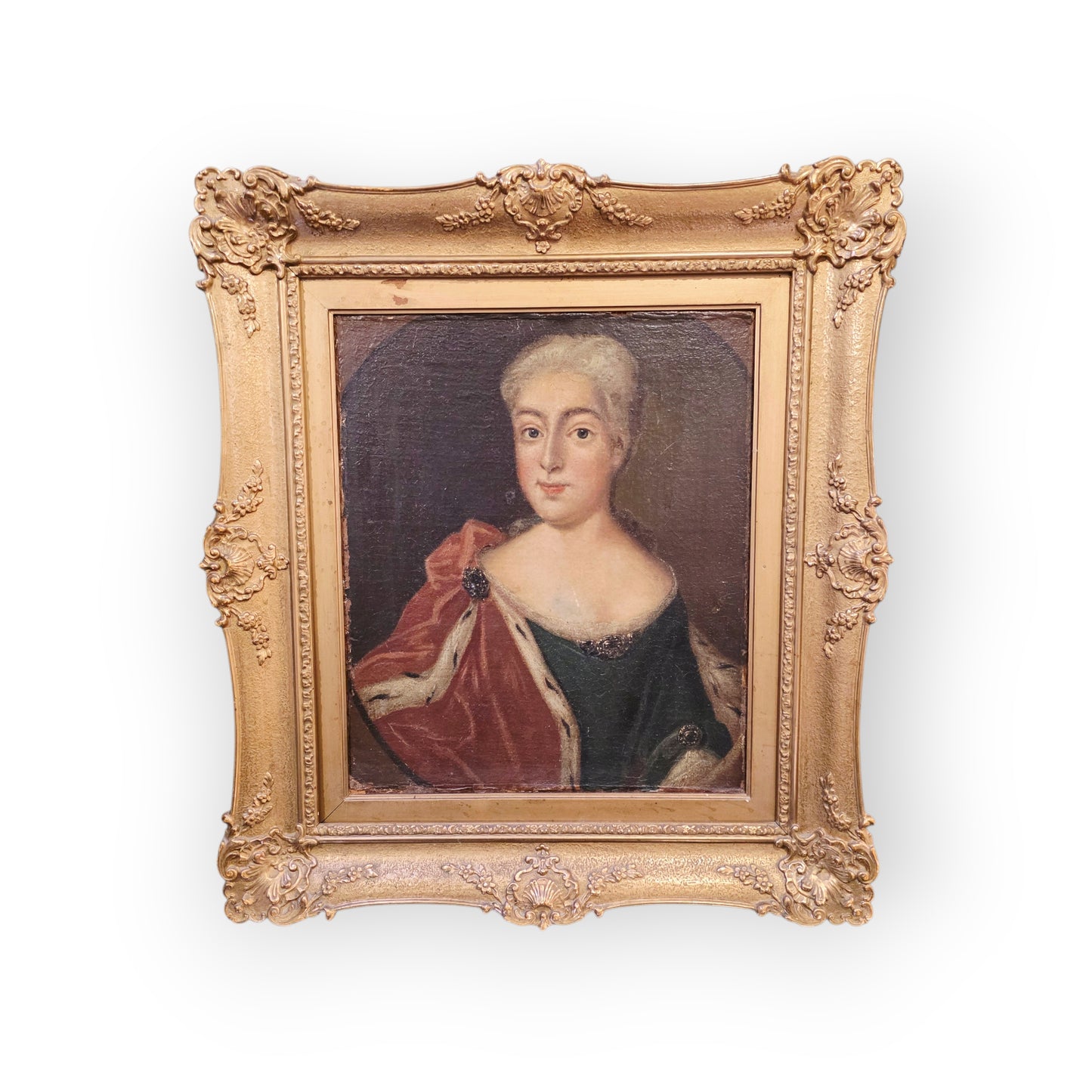 18th‑Century European School Antique Portrait of a Lady — Oil on Canvas