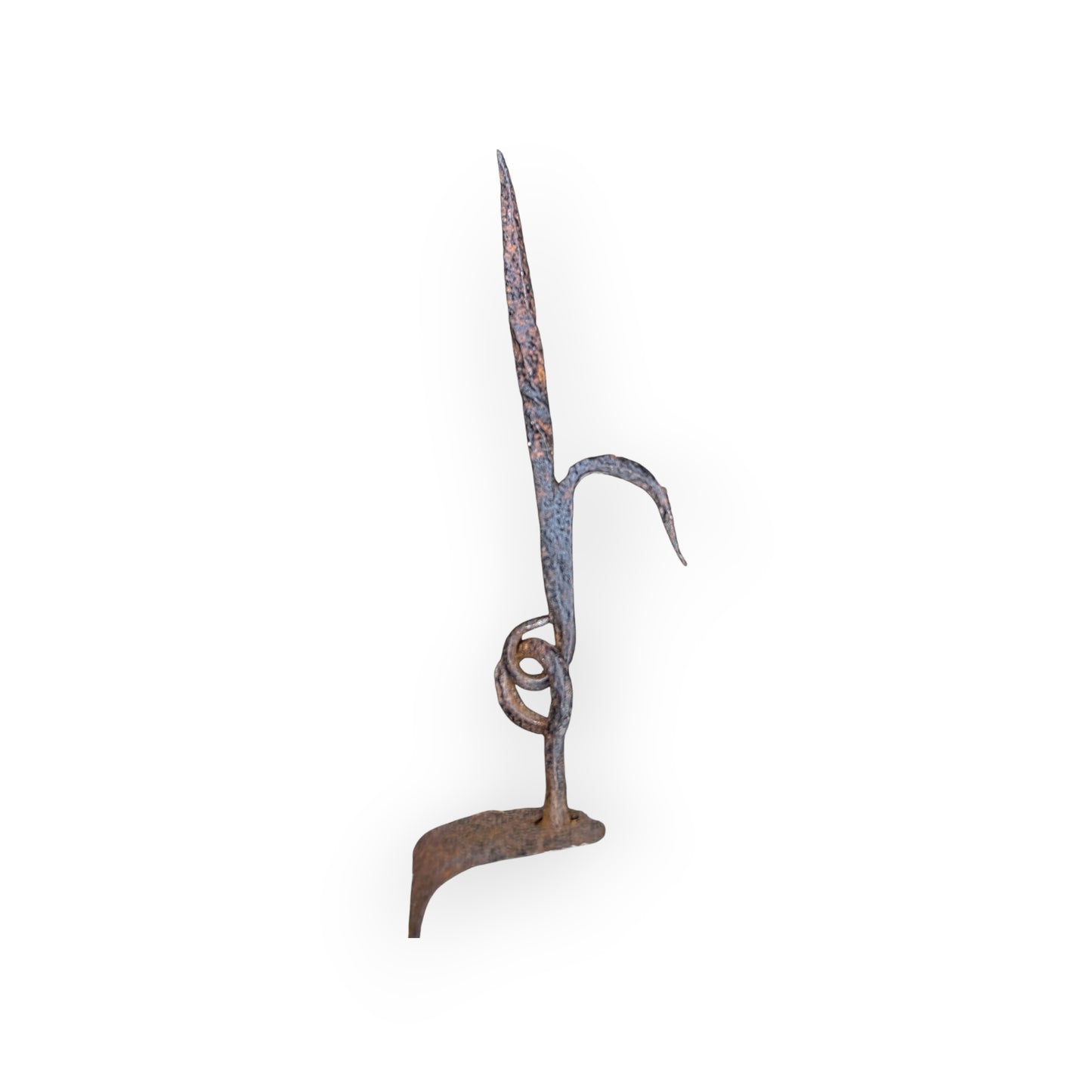 18th-Century Scottish Antique Double-Valve "Rams Head" Wrought Iron Cruisie Lamp & Halberd Hook 2 of 3