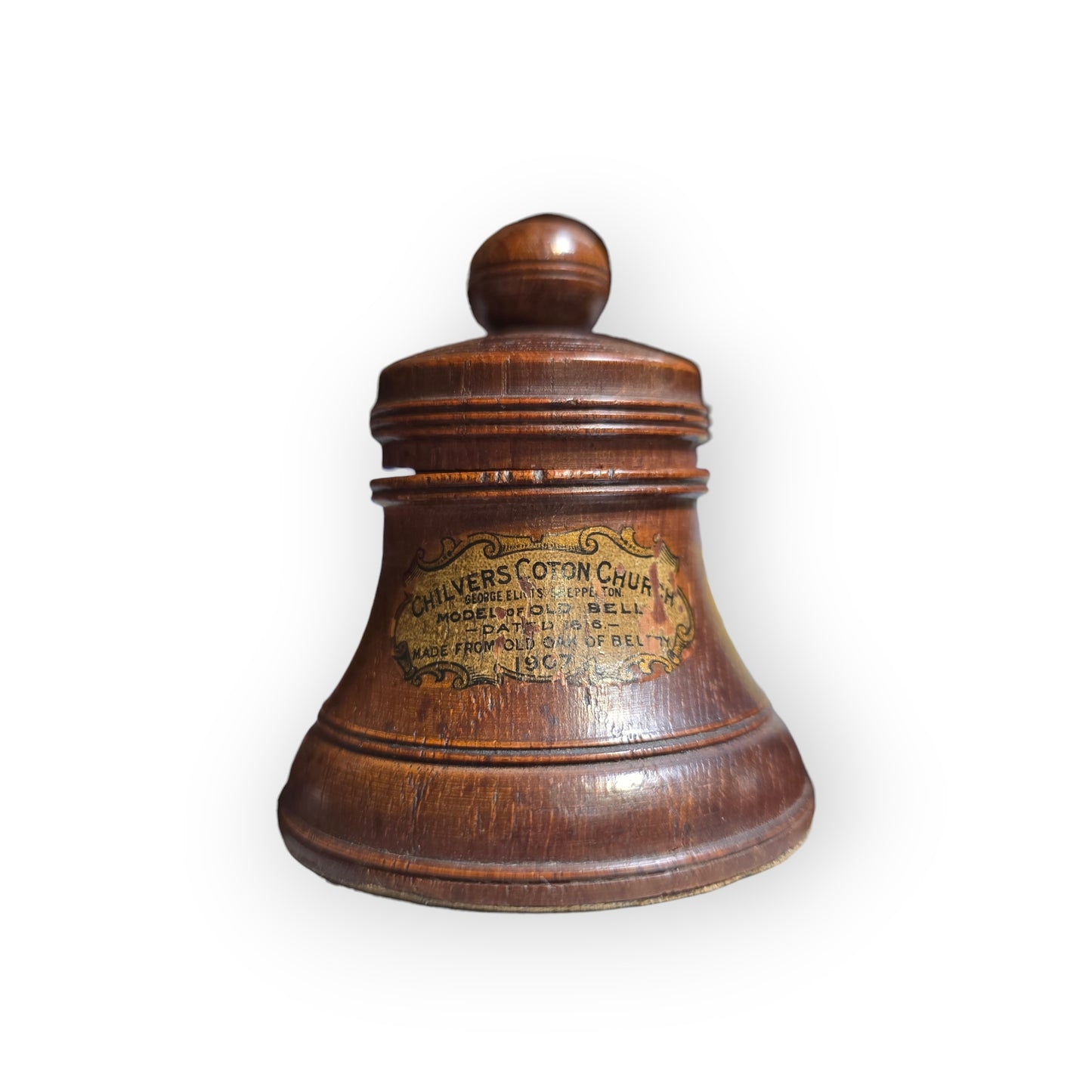 Set of Four Miniature Antique Carved Treen Bells,Turned From 17th Century Oak, from Chilvers Cotton Church, Warwickshire, With Literary Links to The Renowned Author, George Eliot