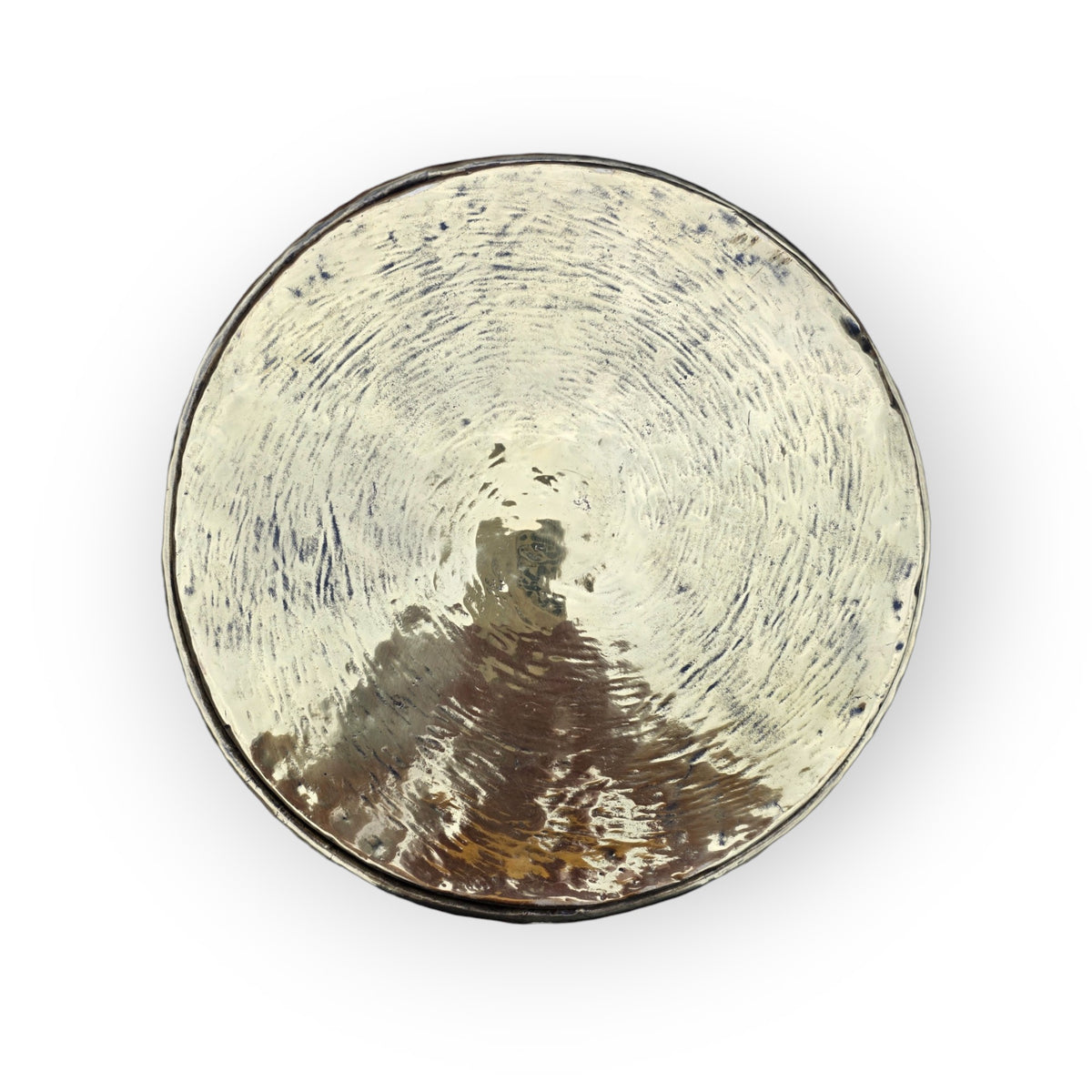 Large & Impressive 17th Century Continental Antique Hammered Brass Bowl with Rolled Rim