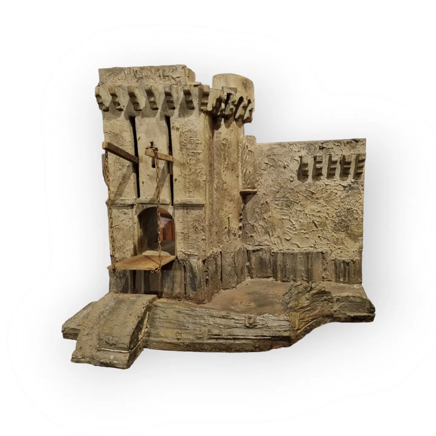 19thC English Antique Folk Art Scratch-Built Toy Model of a Castle