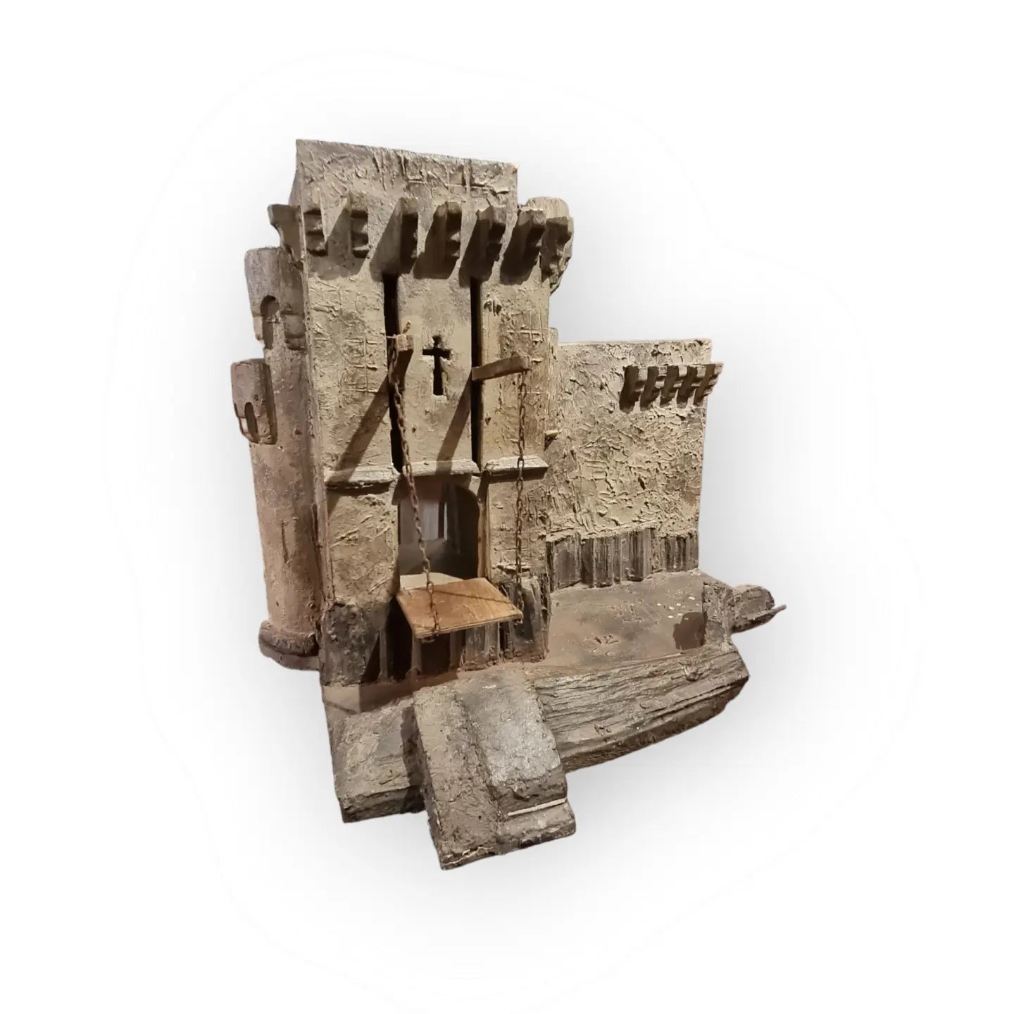 19thC English Antique Folk Art Scratch-Built Toy Model of a Castle