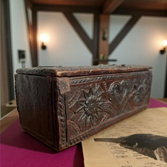 Diminutive Early 17th Century Antique Treen Table Top Box – Vernacular Form | Love Token