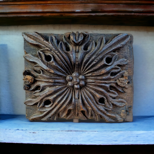 16th Century English Antique Carved Oak Ceiling Boss