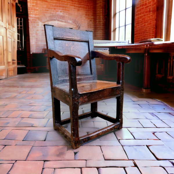17th Century English Antique Oak Wainscot Armchair