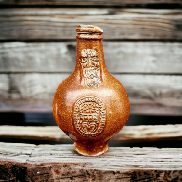 Mid 17th Century German Antique Stoneware Bellarmine Jug or Bartmannkrug, Circa 1625-1675