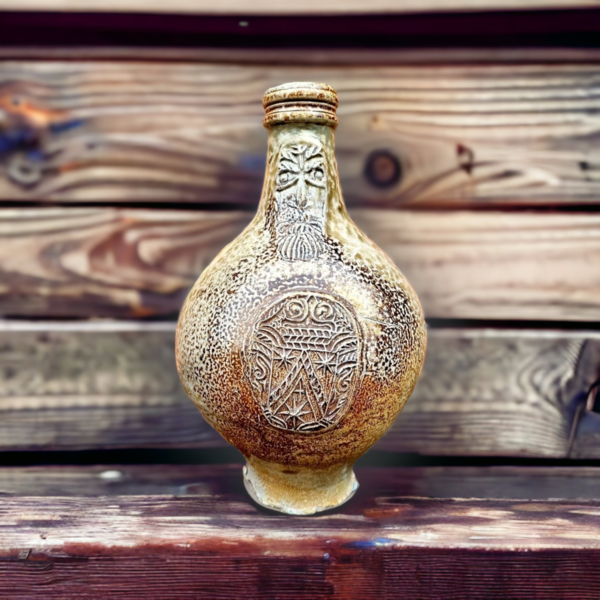 Mid 17th Century German Antique Stoneware Bellarmine Jug or Bartmannkrug, Circa 1650