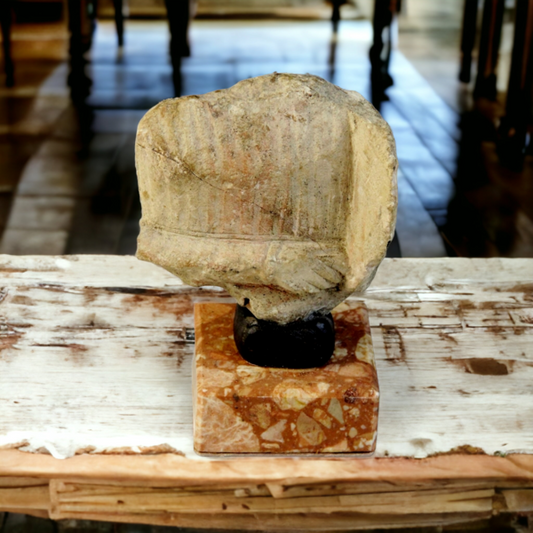 From The 18th Century Grand Tour - A Classical Antique Carved Limestone Sculptural Fragment / Torso of a Male Figure