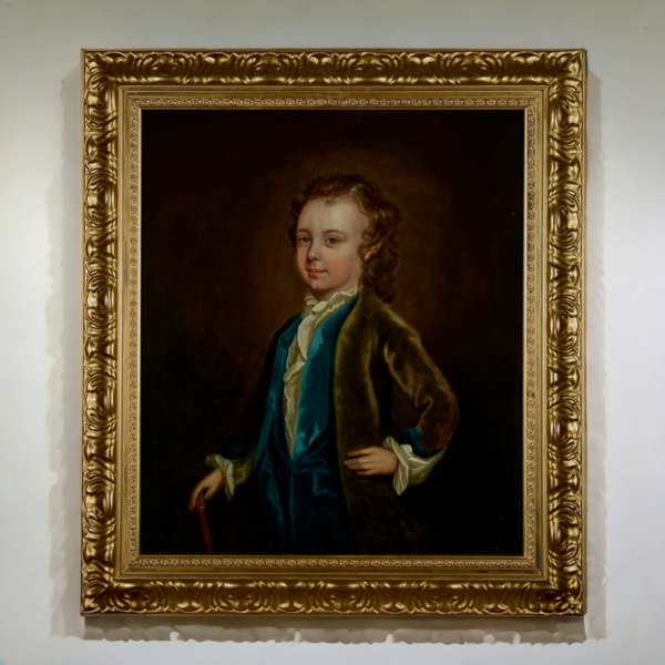 Circle of Thomas Hudson (1701-1779) - 18th Century English School Antique Oil On Canvas Portrait Painting Of A Young Boy