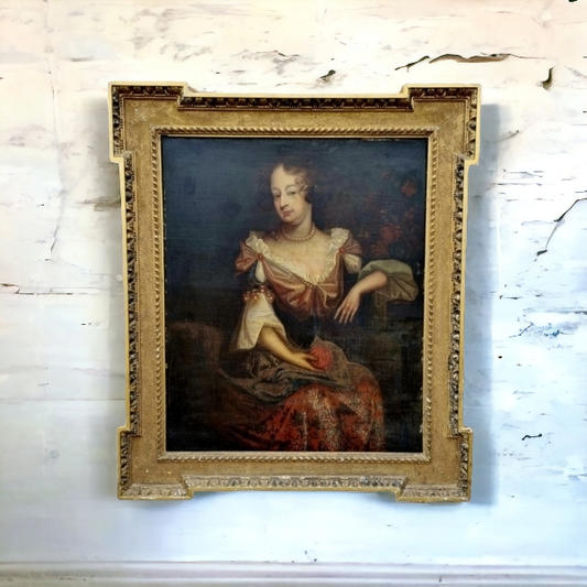 Offered for sale in "Attic Found" condition - A mid-17th Century English School antique oil on canvas of an aristocratic lady, circa 1660