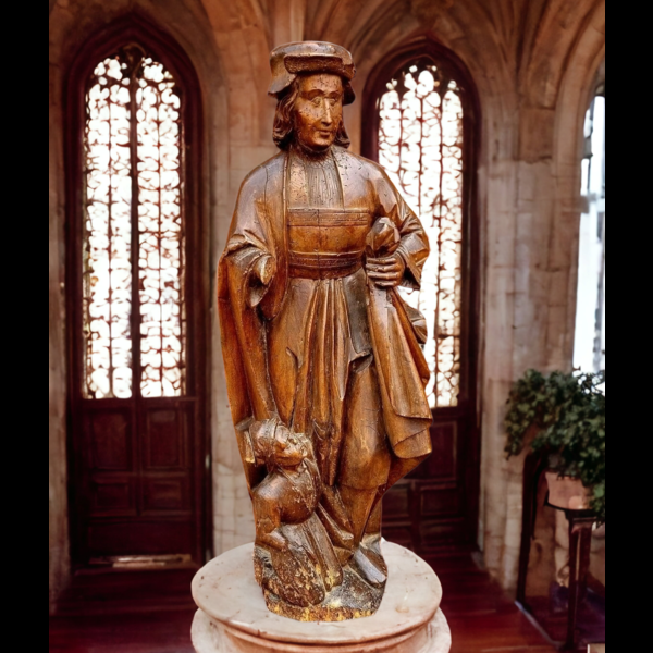 Large & Impressive Late 15th Century French Antique Carved Wood Sculpture of Saint Martin of Tours