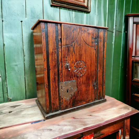 17thC English Antique Oak and Elm Wall Cupboard or Mural Cupboard