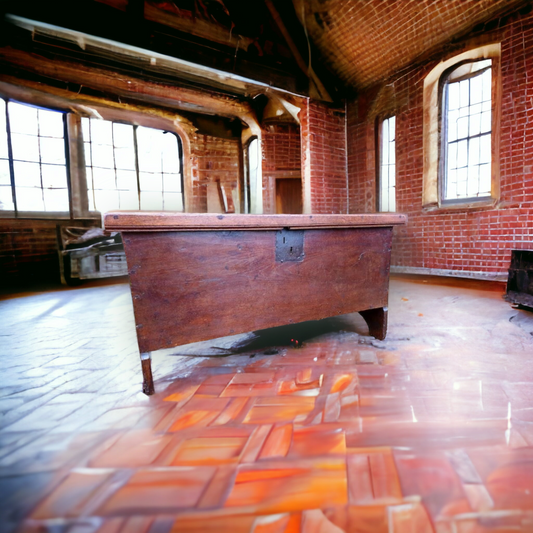 Late 16th Century Elizabethan Period English Antique Oak Boarded Chest or Coffer