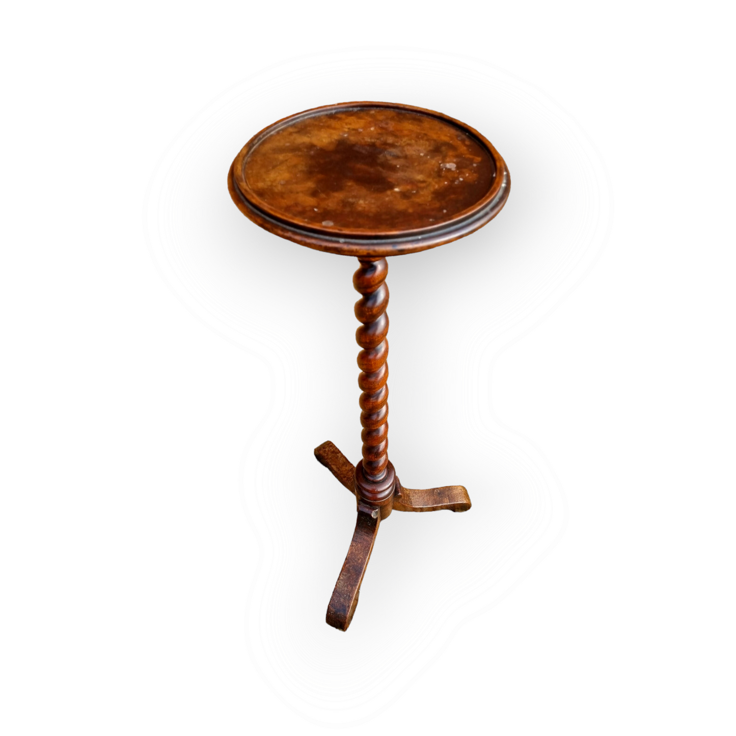 Late 17th English Antique Oak Candlestand with Barley Twist Stem, Circa 1680