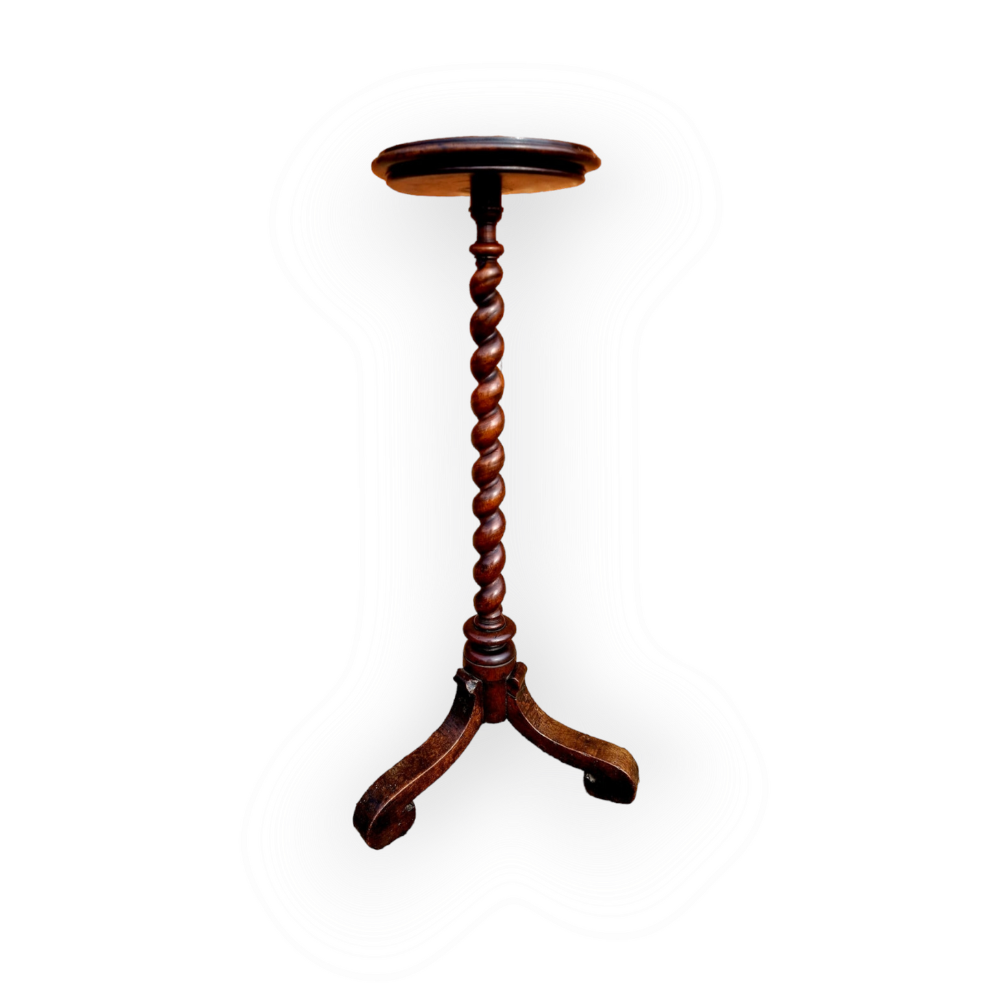 Late 17th English Antique Oak Candlestand with Barley Twist Stem, Circa 1680