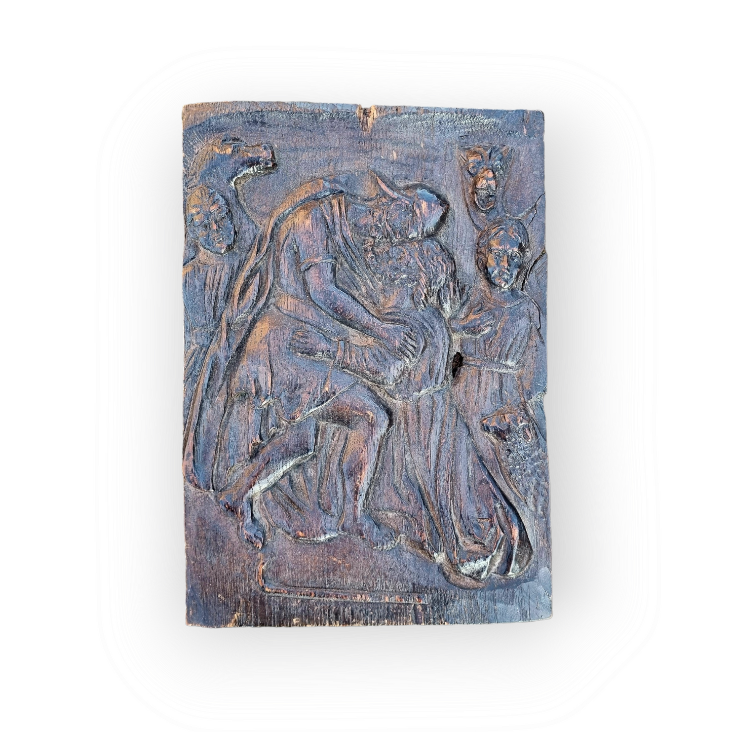 17th Century Flemish Antique Carved Oak Panel, Most Probably Depicting the Betrayal of Jesus in the Garden of Gethsemane by Judas