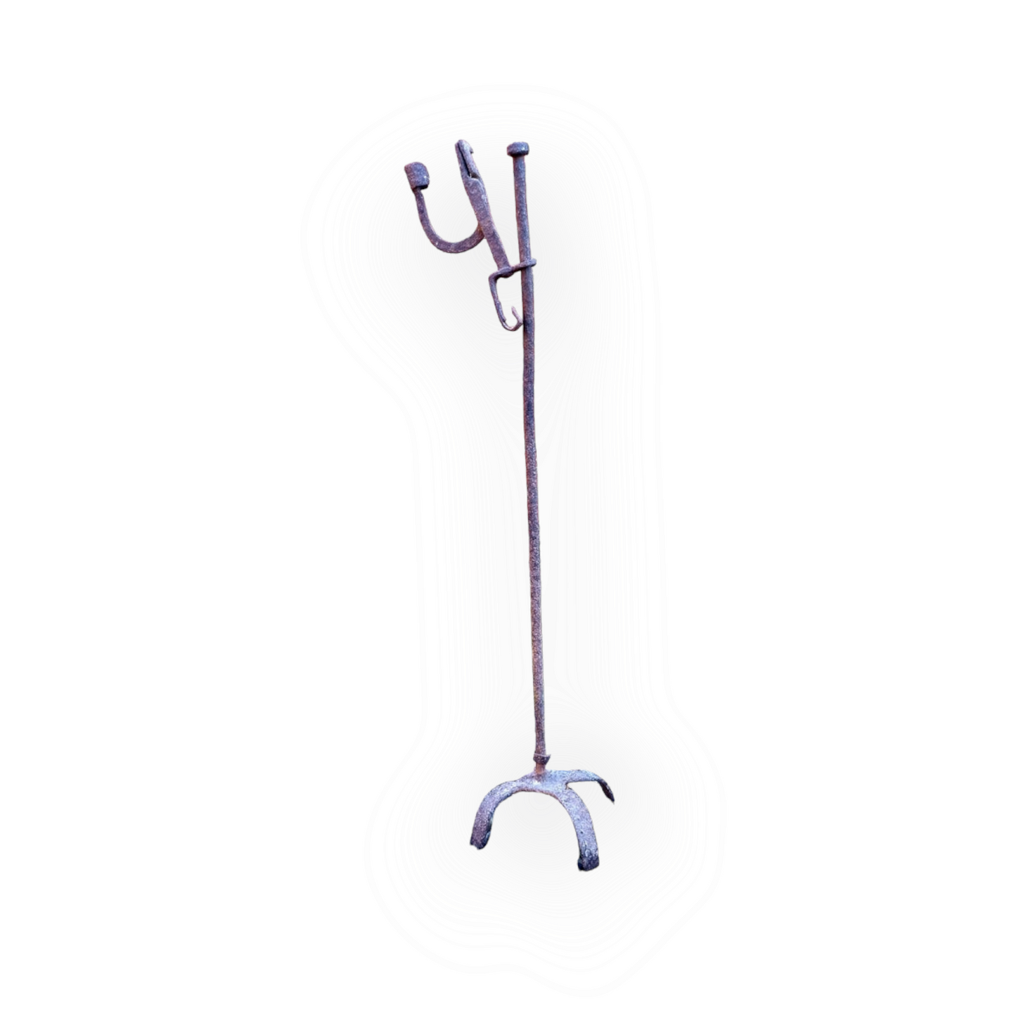 18th Century Antique Wrought Iron Standing Rushlight Attributed to Wales or English Borders