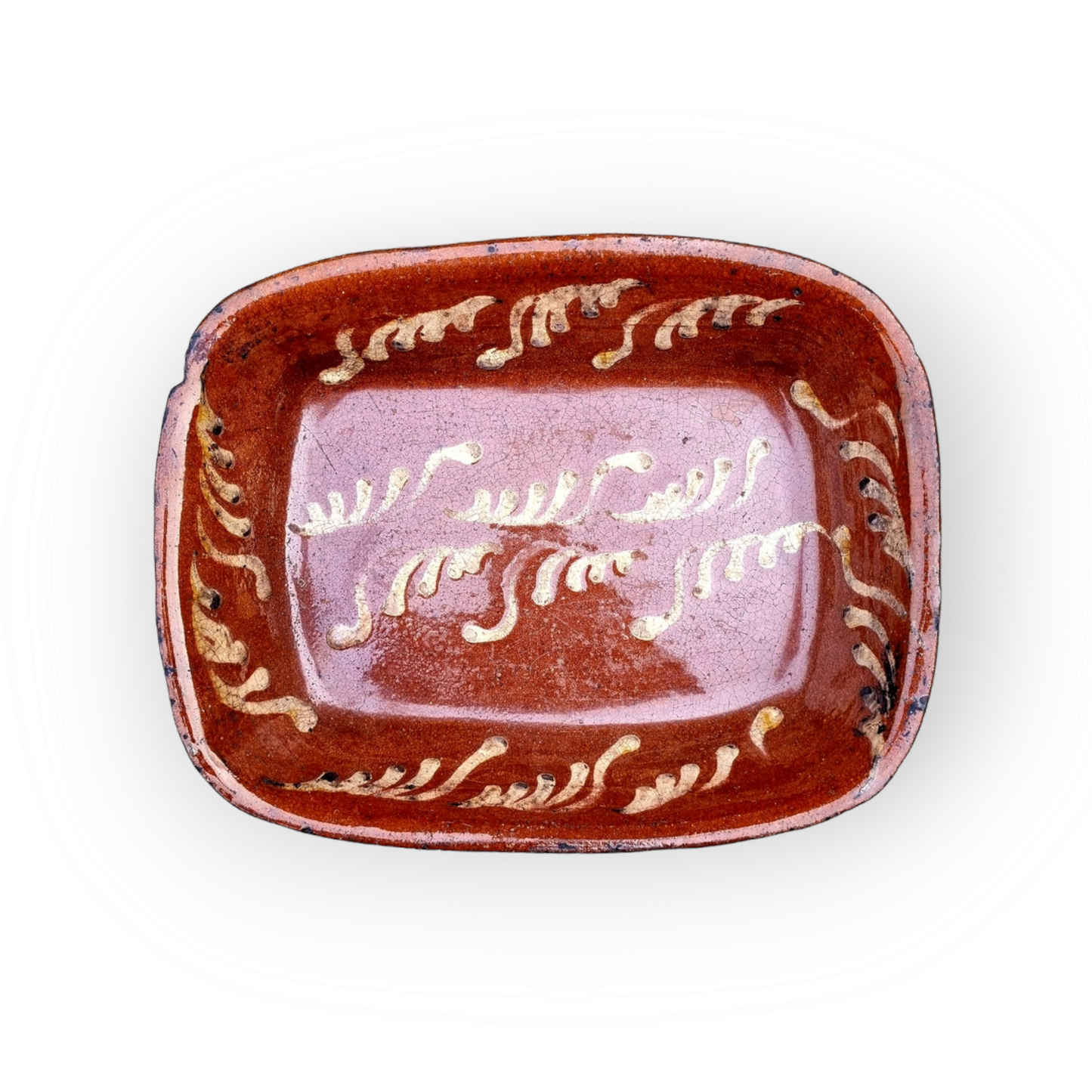 Diminutive Mid 19th Century Welsh Antique Earthenware Buckley Ware Slip Decorated Baking Dish