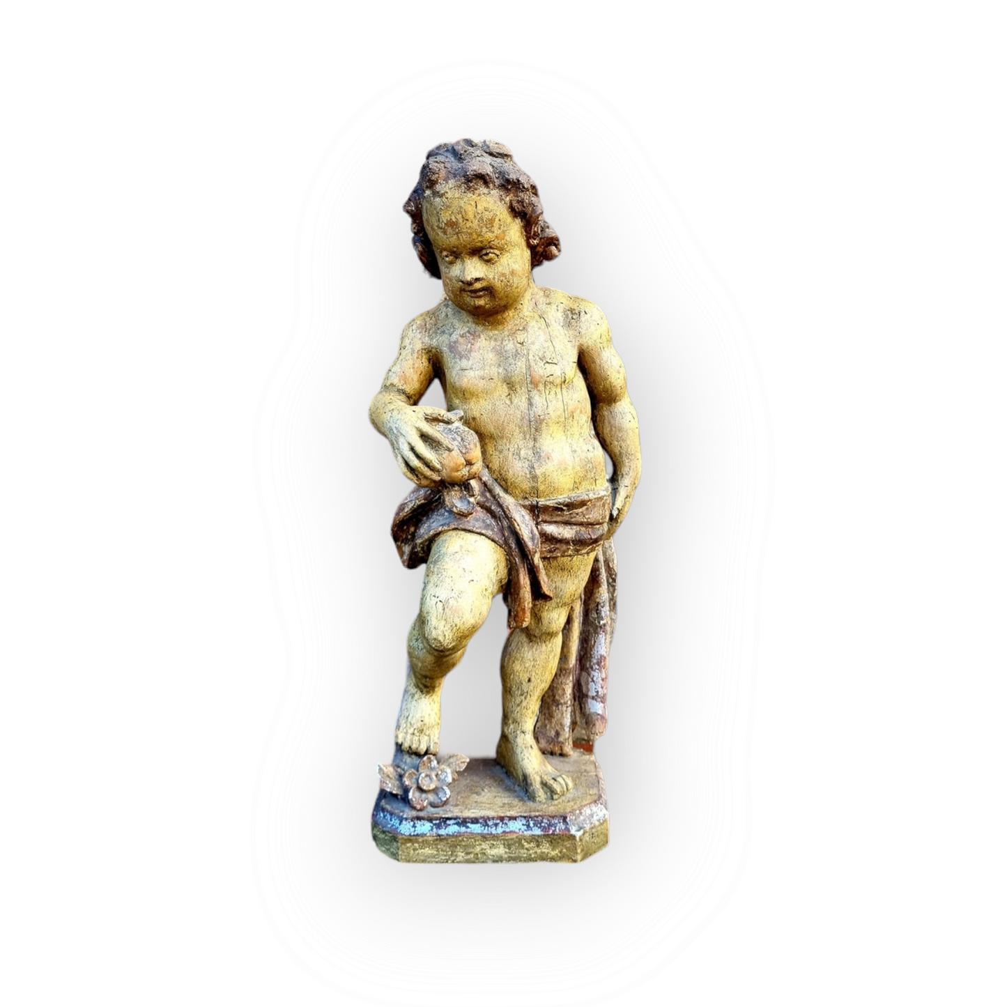 Early 17th Century Spanish Antique Carved Wooden Sculpture of a Cherub Attributed to Juan Martinez Montanes (1568-1649)