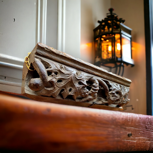 Late 15th Century / Early 16th Century Antique Carved Oak Fragment / Rail Depicting Foliage and Fruit