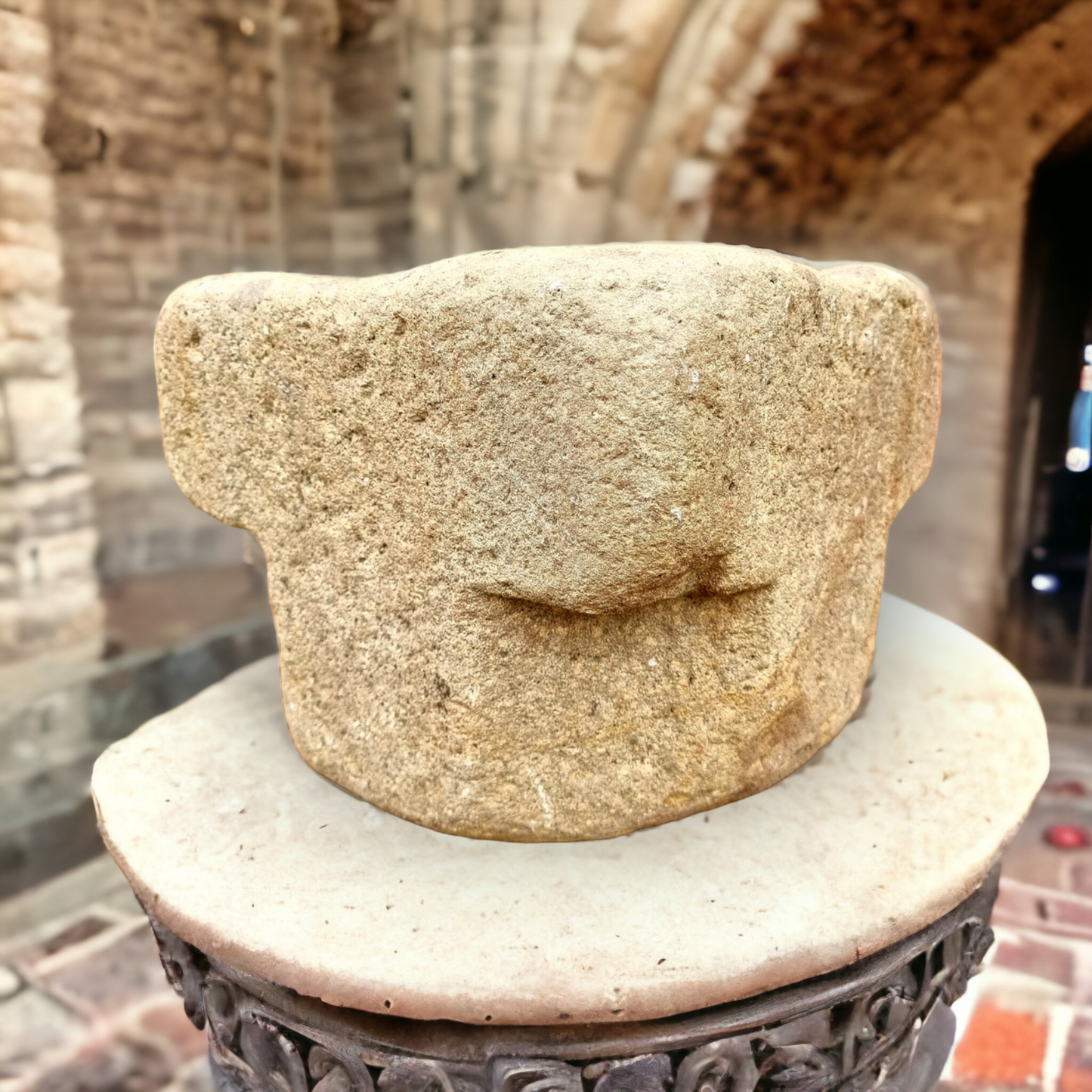 Early 15thC Medieval / Gothic Antique Stone Font or Holy Water Stoup, Circa 1400