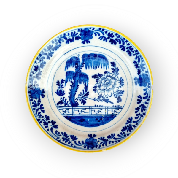 Mid 18th Century Dutch Antique Delftware Plate in the Chinoiserie Manner