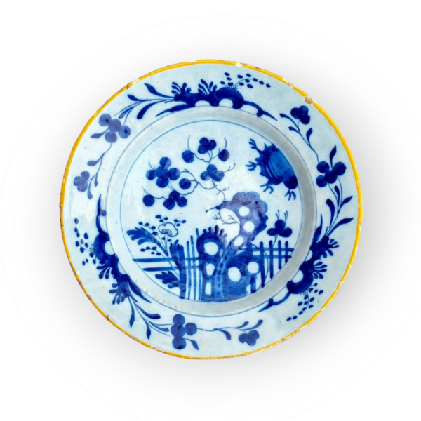 Mid 18th Century Dutch Antique Delftware Dish in The Chinoiserie Manner