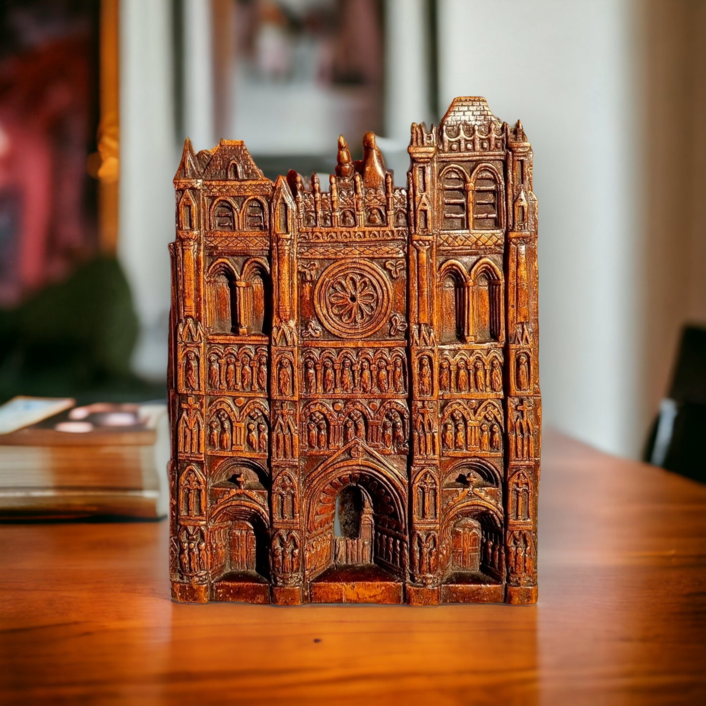 18th Century Antique Carved Walnut Panel Depicting a Cathedral Facade
