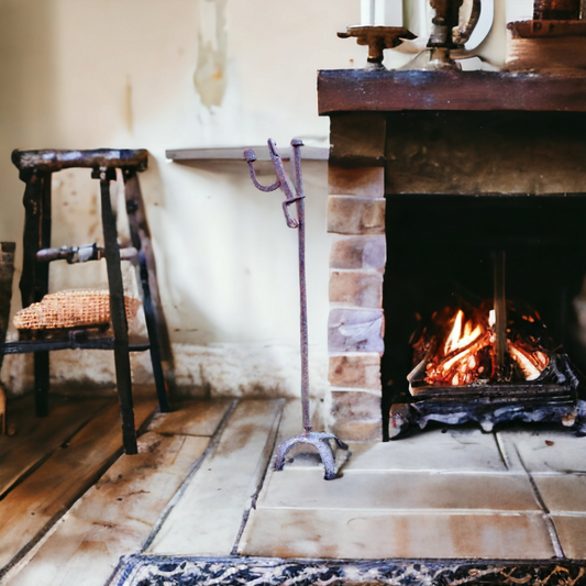 18th Century Antique Wrought Iron Standing Rushlight Attributed to Wales or English Borders