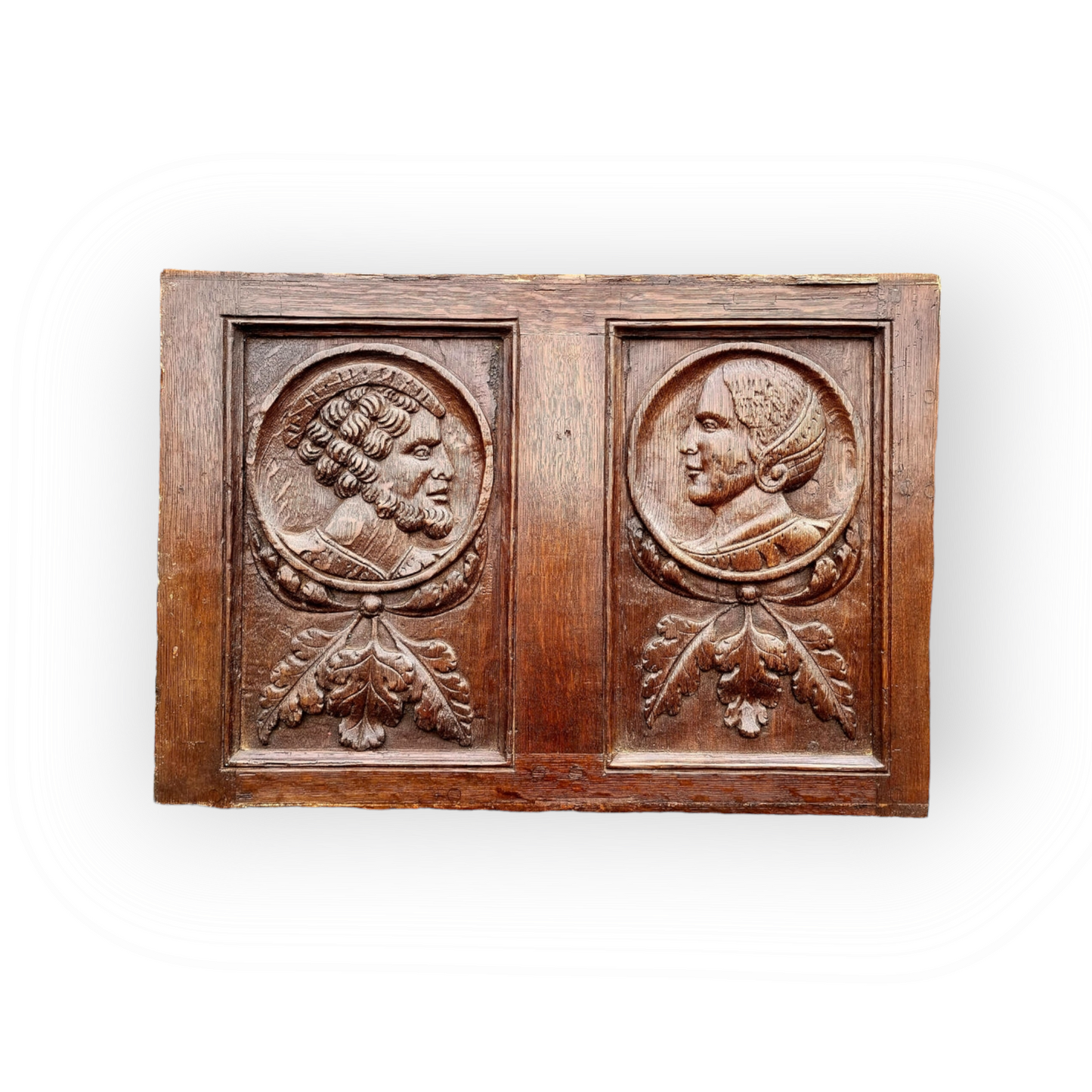 Set of Four 16th Century Antique Carved Oak Romayne Portrait Panels