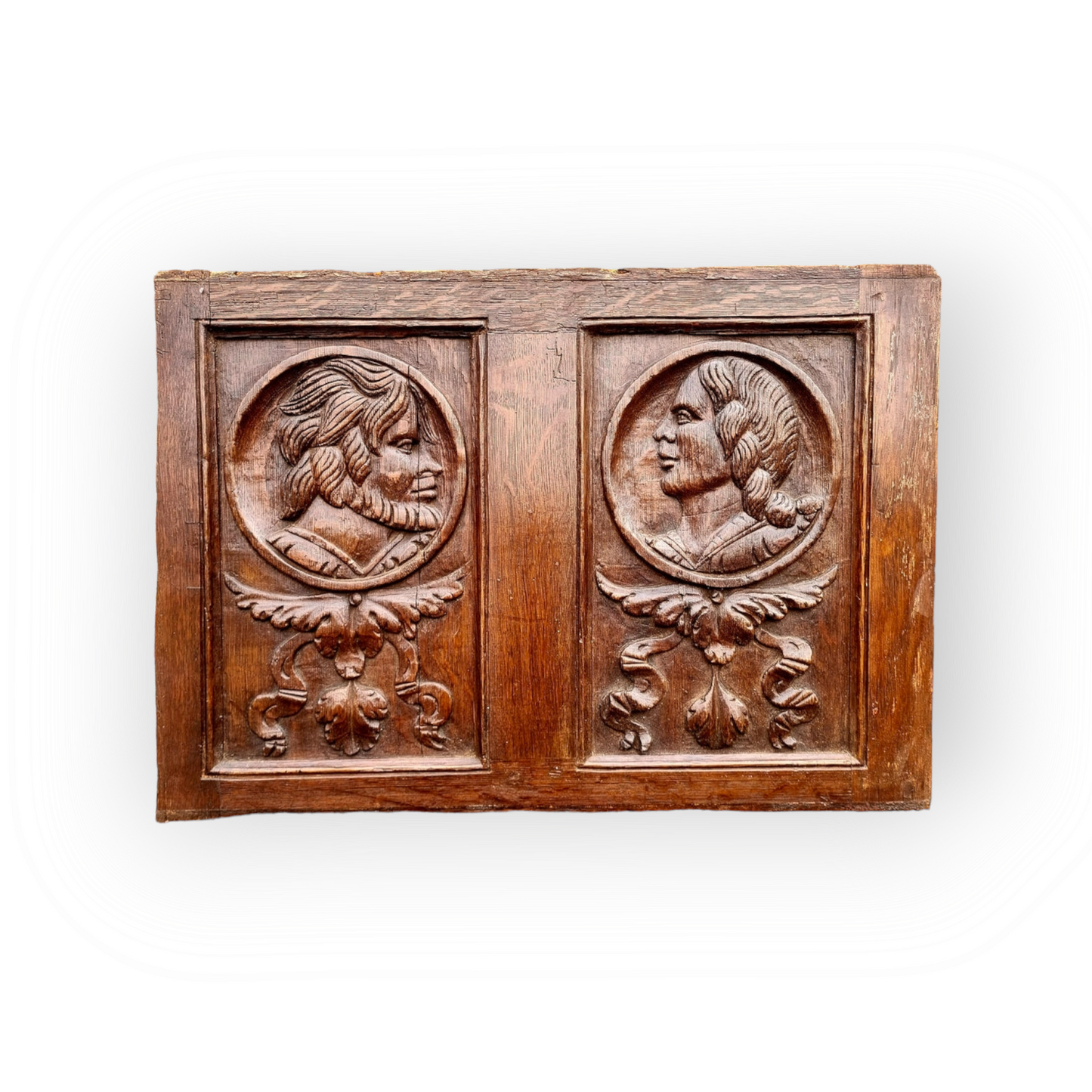 Set of Four 16th Century Antique Carved Oak Romayne Portrait Panels