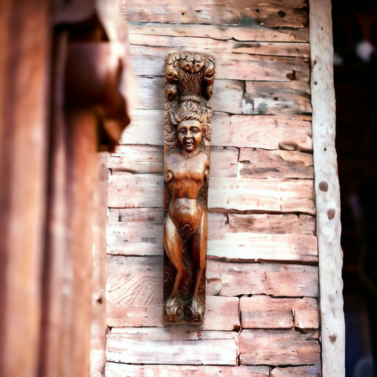 Large & Impressive 17th Century Antique Carved Oak Panel Depicting a Faunus