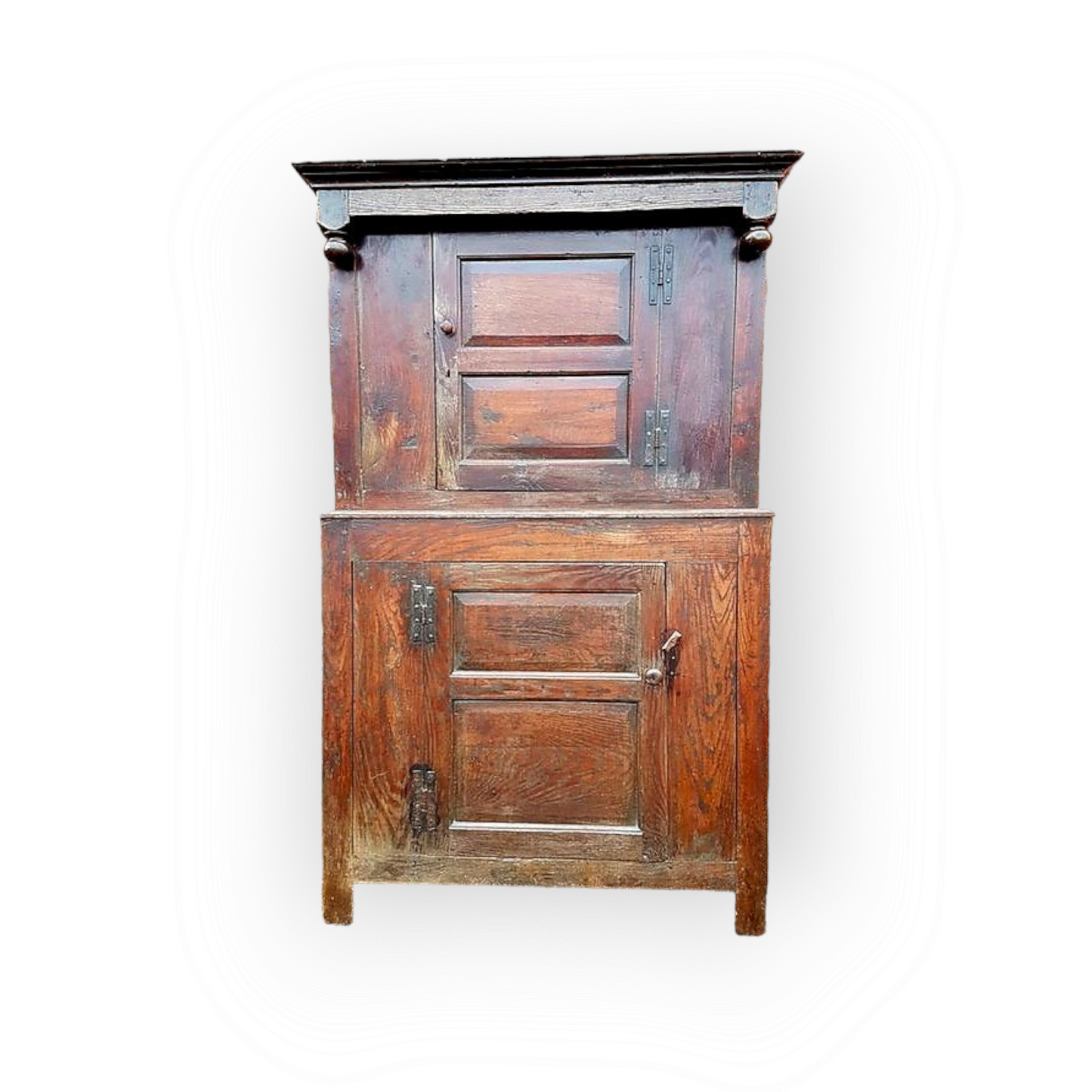 Late 17th Century English Antique Oak Court Cupboard of Small Proportions