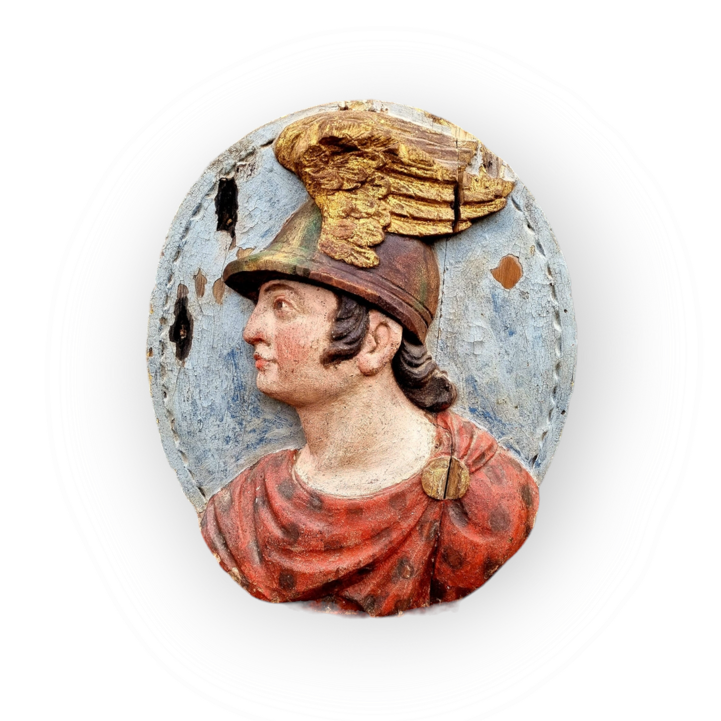 Great Provenance - Large & Impressive Early 19th Century Spanish Antique Carved Wood Plaque Depicting Mercury
